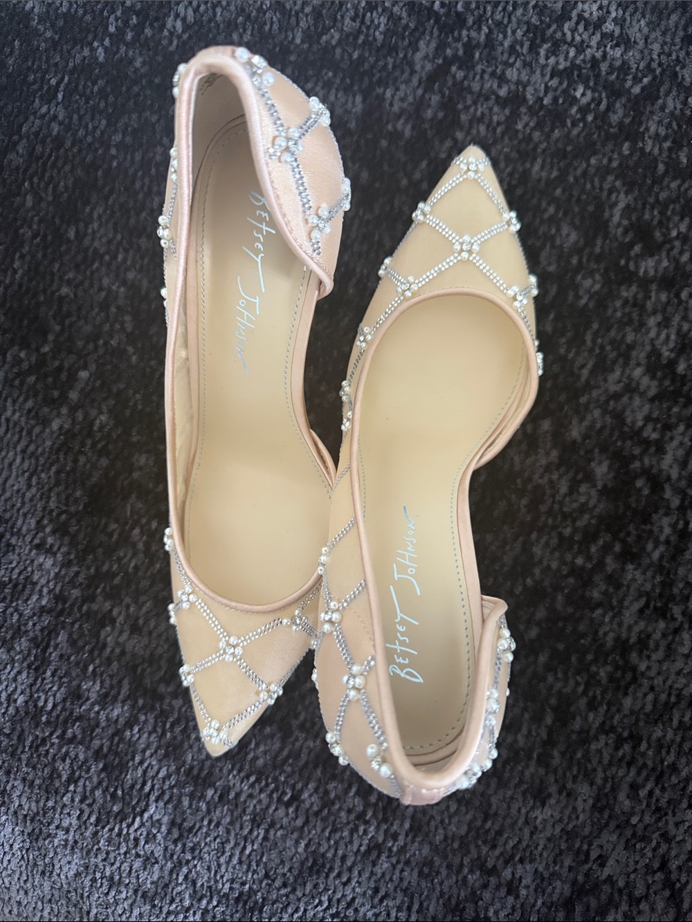 Blue by Betsey Johnson Cruze Mesh Rhinestone Pearl Dress Pumps